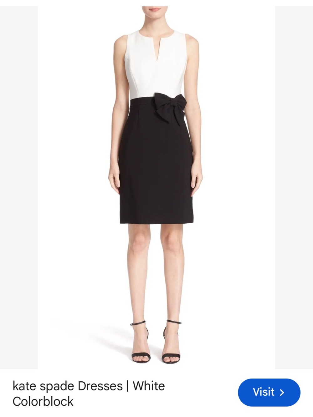 kate spade Black & White Dress with Decorative Side Bow